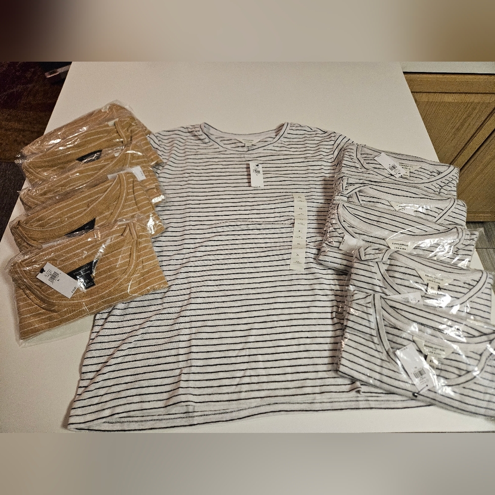 Womens Banana Republic NWT Lot Of 5 Linen Striped Summer Sailor Shirts Size XL